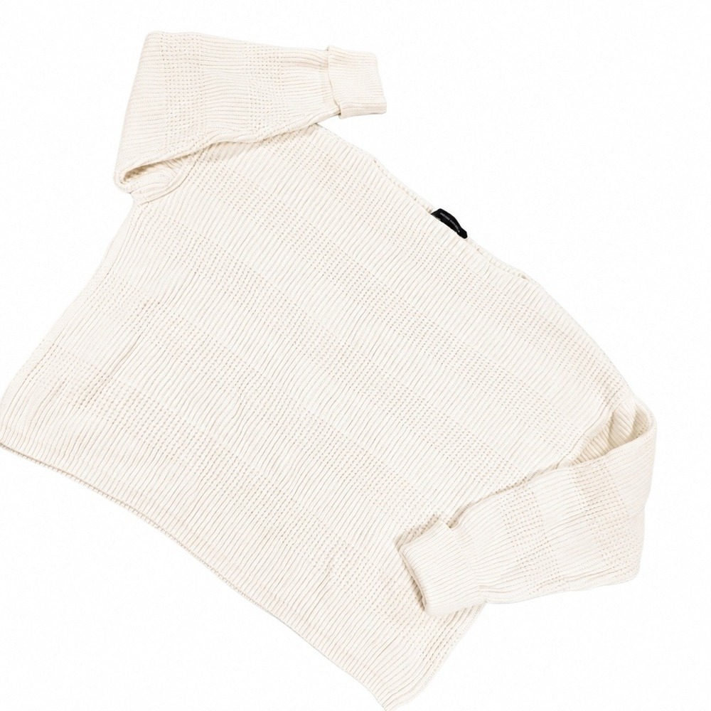 French Connection Ribbed Boat Neck Sweater Cream XS Womens Pullover Knit